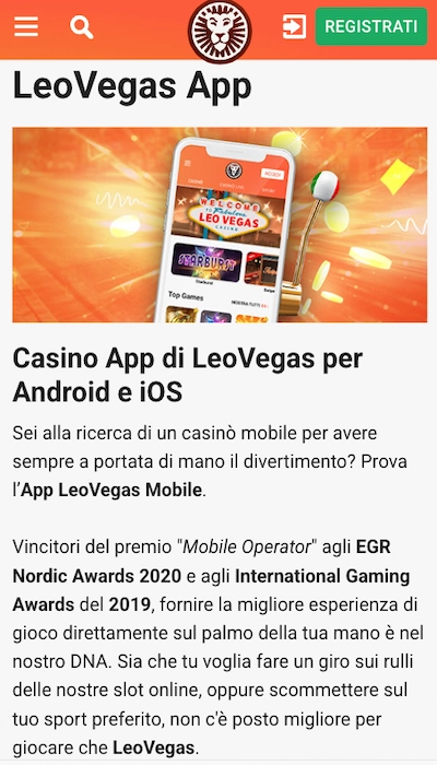 app Leovegas