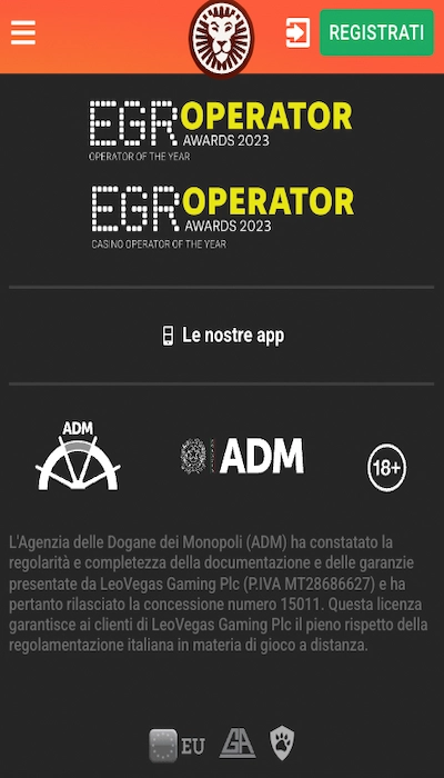 sicurezza Leovegas