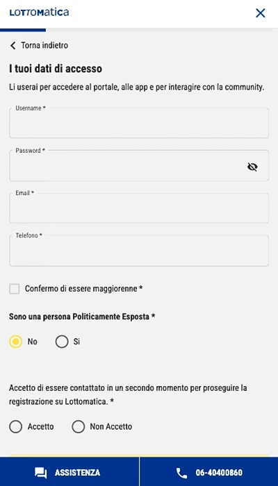 Lottomatica registrazione - Pagina 1