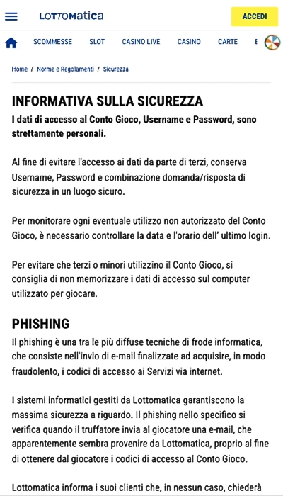 sicurezza Lottomatica