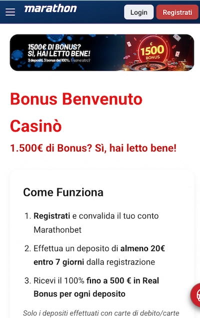 bonus casino Marathonbet