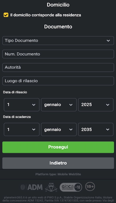 Iscrizione Planetwin - Parte 4