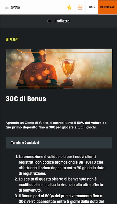 bonus snai tutti i giochi