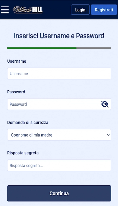 Iscrizione William Hill - Parte 4