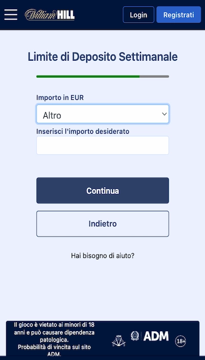 Iscrizione William Hill - Parte 5