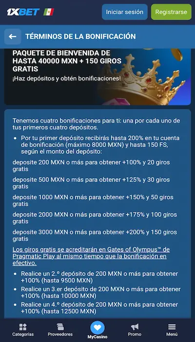 1xbet bono casino