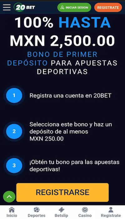 Promociones 20bet condiciones