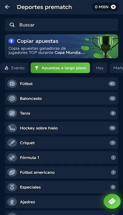 Apuestas a largo plazo en 20bet