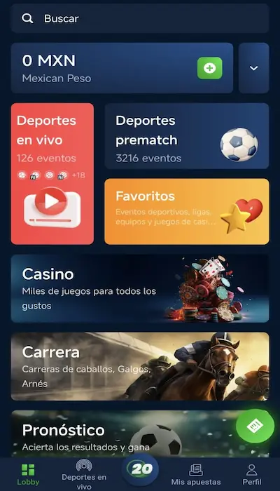 El sitio 20bet