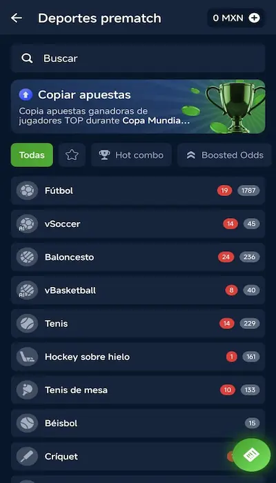 Deportes en 20bet