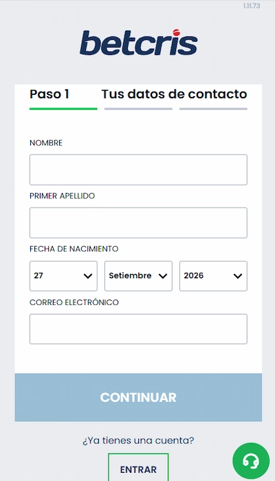 Betcris registro