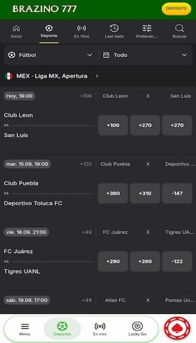 Cuotas en Brazino777