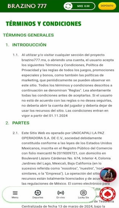 Brazino777 terminos y condiciones