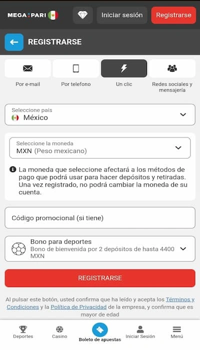 Megapari registro 2
