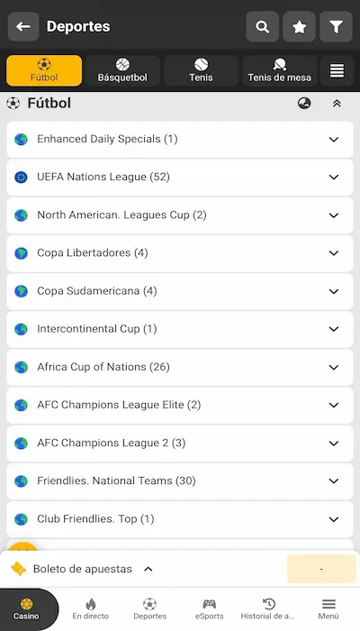 Ofertas de fútbol de Melbet