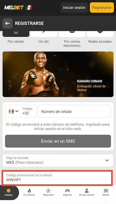 Regístrate en Melbet 3