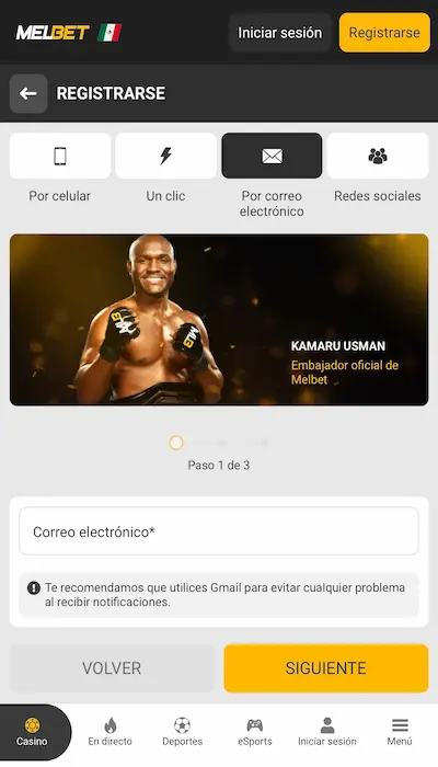 Melbet registro