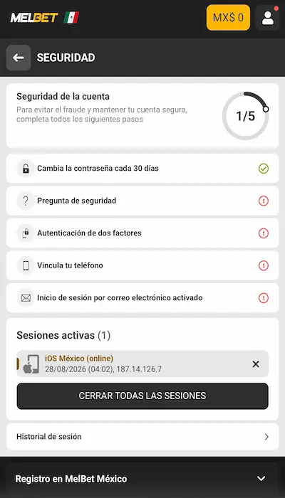 Melbet cuenta verificada