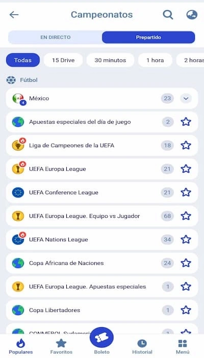 Competiciones en Paripesa