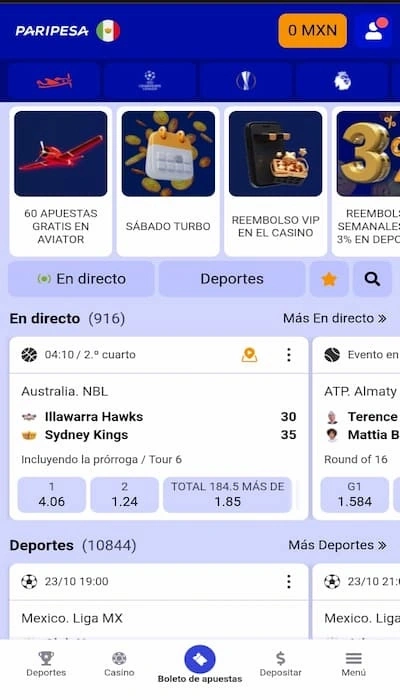 Sitio web Paripesa