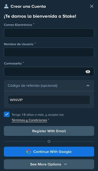 Registro en Stake