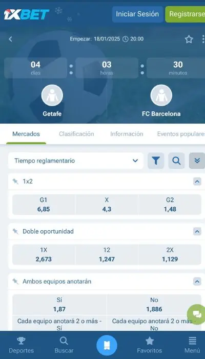 Las cuotas ofrecidas en 1XBet