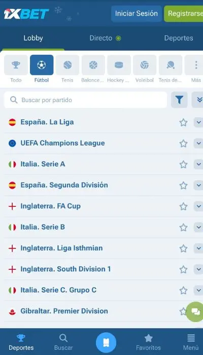 Competiciones abiertas a las apuestas en 1XBet