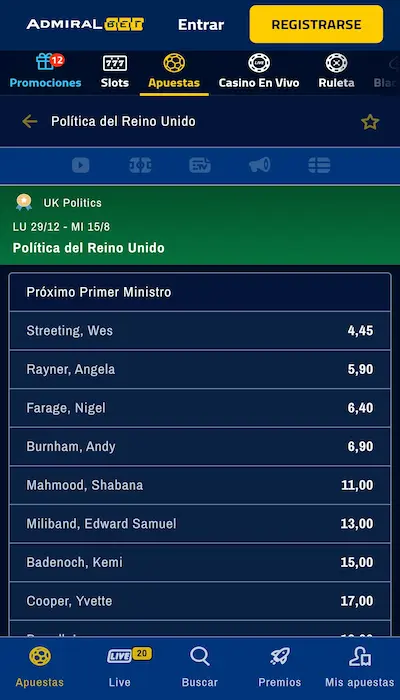 Apuestas especiales