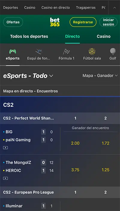 Apuestas eSport en Bet365
