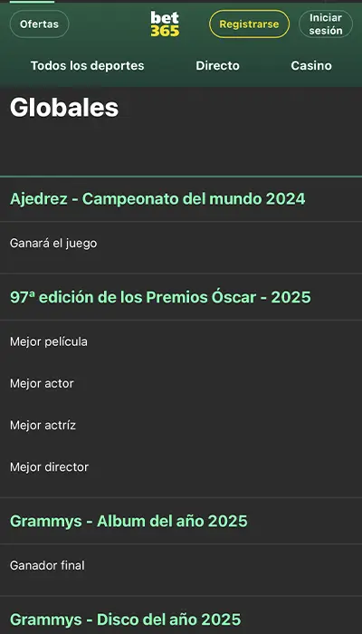 Apuestas especiales Bet365