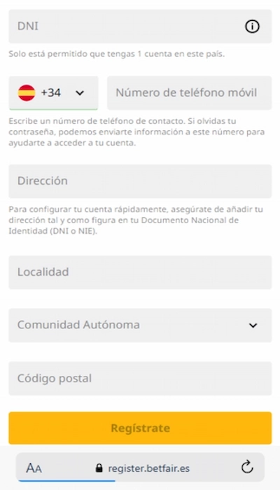 Código promocional Betfair - 4