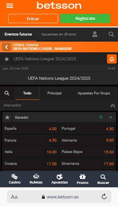 Apuestas a largo plazo en Betsson