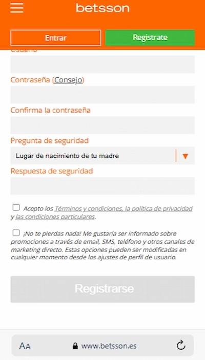 Código promocional Betsson - 2