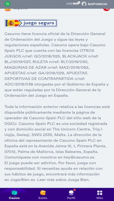 Seguridad Casumo