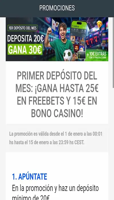 Codere freebets