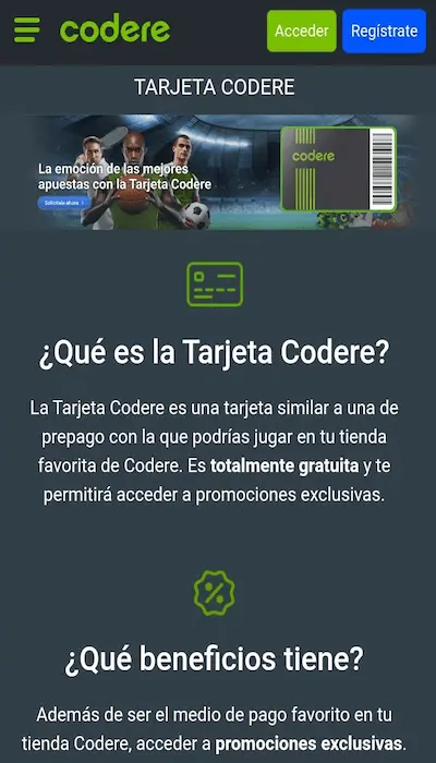 La tarjeta codere