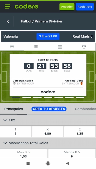 Cuotas ofrecidas Codere