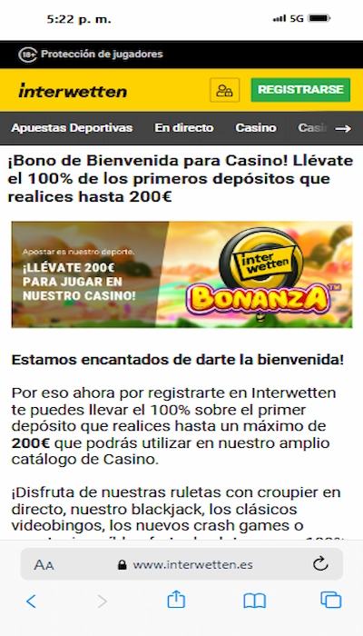 Promociones del momento en Interwetten