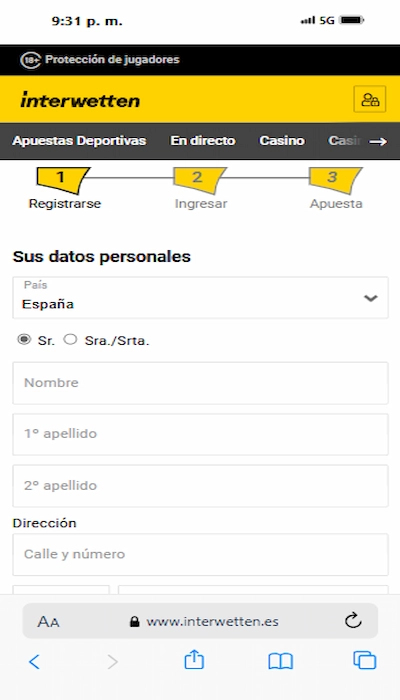 Inscripción Interwetten - Página 1