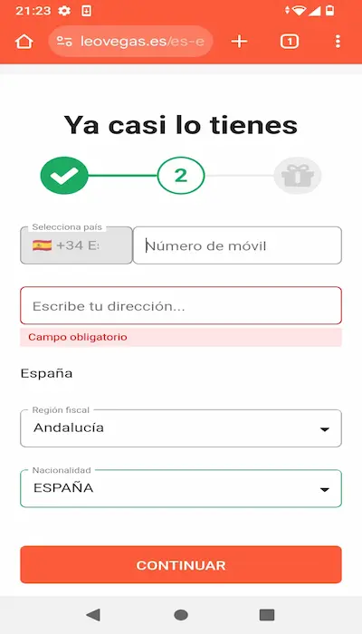 Código promocional LeoVegas 2