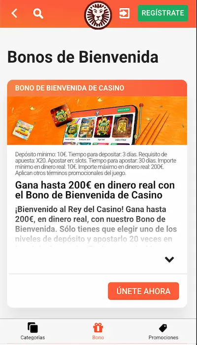 El bono de casino de LeoVegas