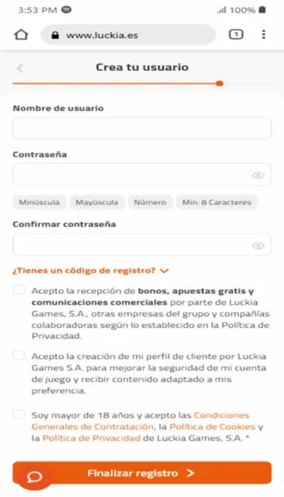 Código promocional Luckia 3