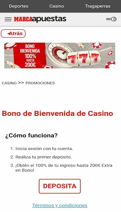 El bono de bienvenida de Casino y Slots