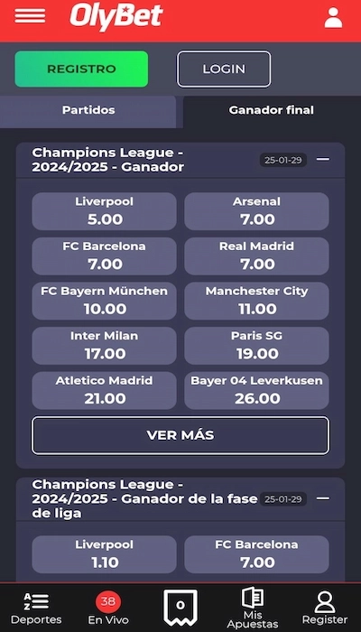 Apuestas a largo plazo en OlyBet
