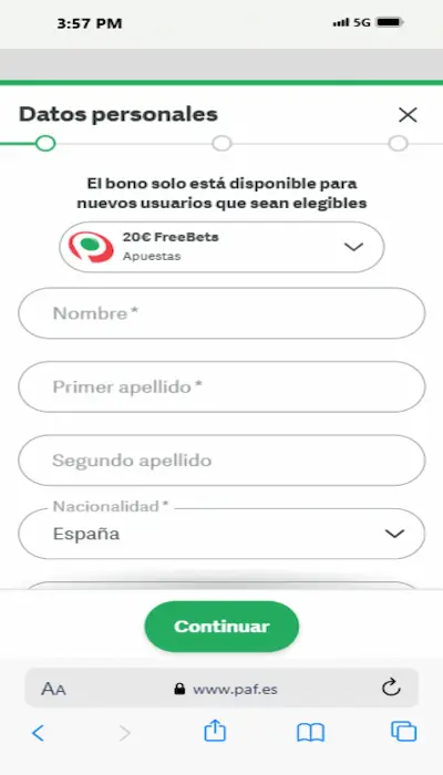 Código promocional PAF - 2