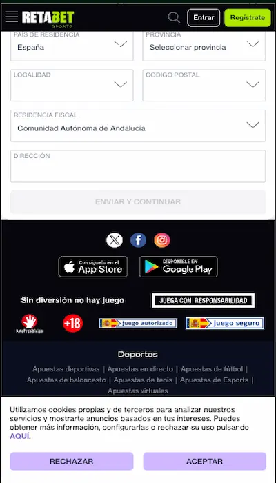 Registro en Retabet - 3