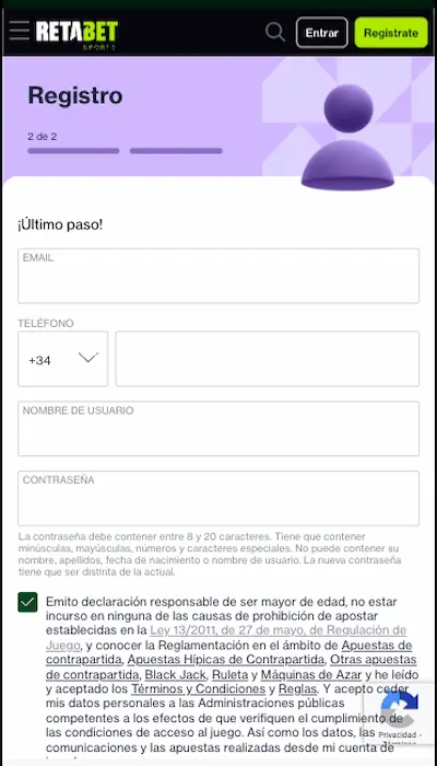 Registro en Retabet - 4