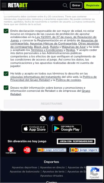 Registro en Retabet - 5