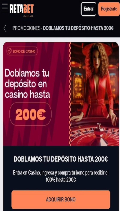 Bono casino Retabet