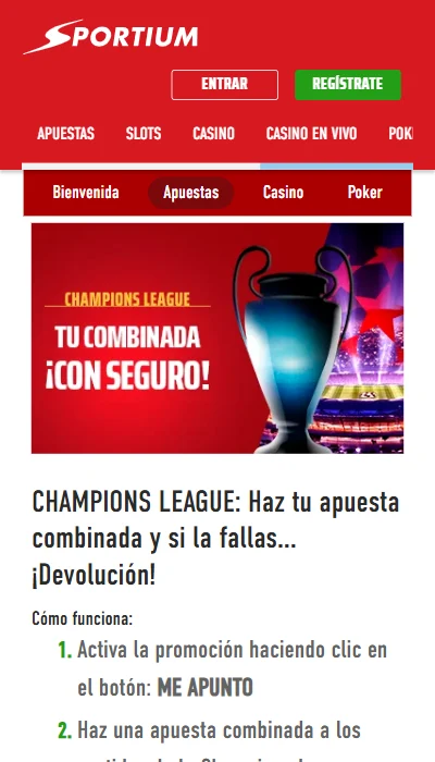 Combinada con seguro en Sportium